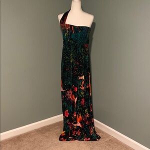 Soma Tropical One-Shoulder Maxi Dress NWT